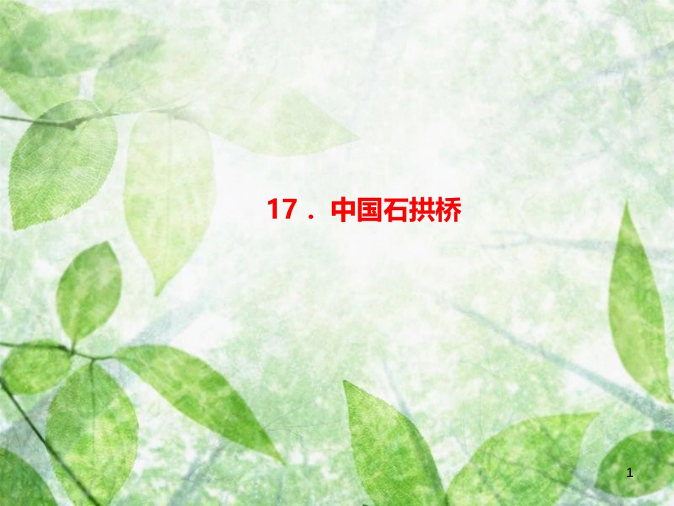 八年级语文上册 第五单元 17 中国石拱桥习题优质课件 新人教版_第1页