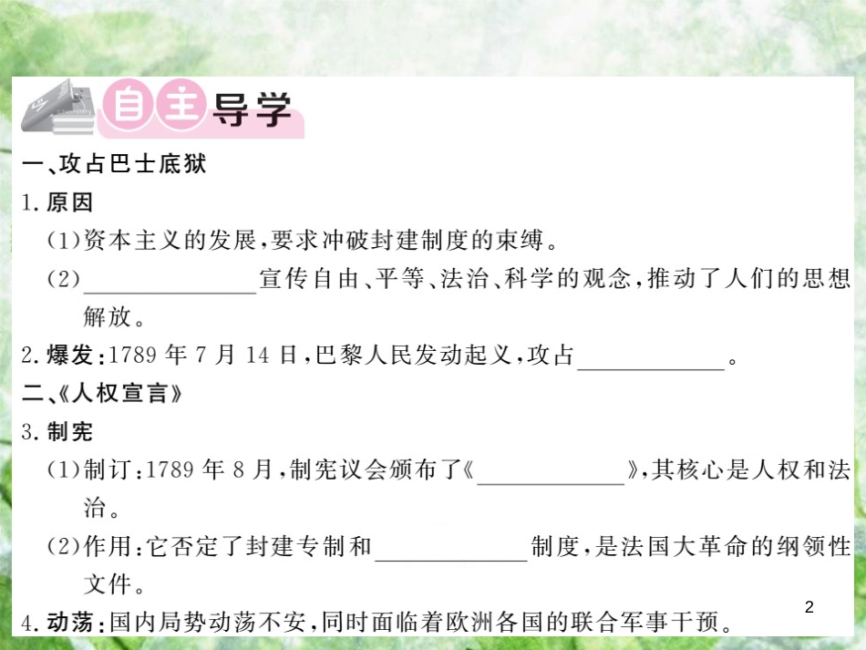 九年级历史上册 第四单元 近代的开端和新制度的确立 第16课 法国大革命和拿破仑帝国优质课件 岳麓版_第2页