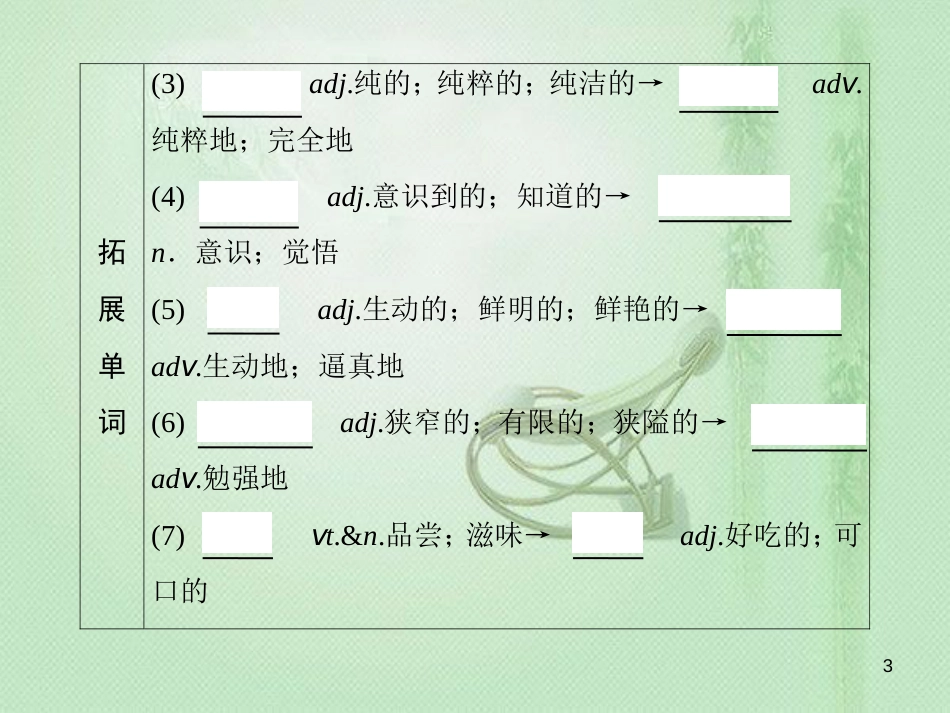 高三英语一轮复习 基础必备 Unit 3 Under the sea优质课件 新人教版选修7_第3页