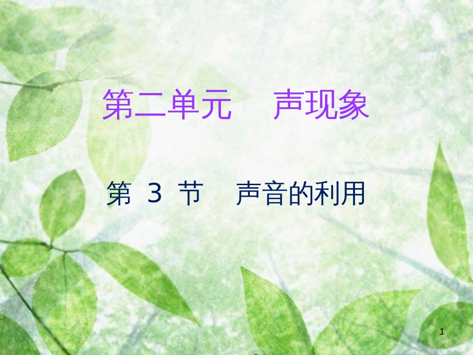 八年级物理上册 第二章 第3节 声音的利用习题优质课件 （新版）新人教版_第1页