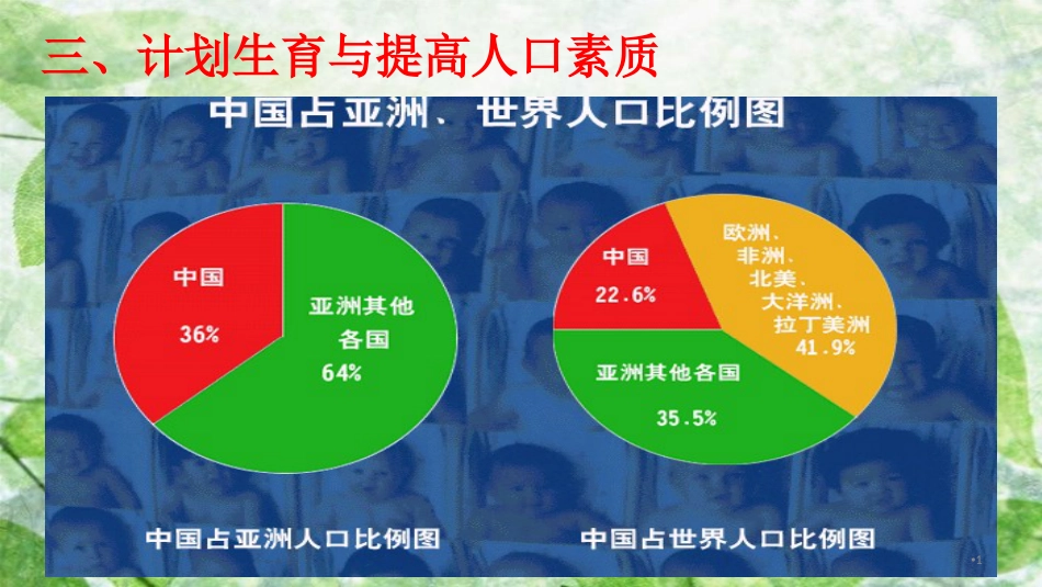 九年级道德与法治上册 第三单元 生态文明 社会和谐 3.1 走可持续发展道路 第3框 计划生育与提高人口素质优质课件 粤教版_第1页