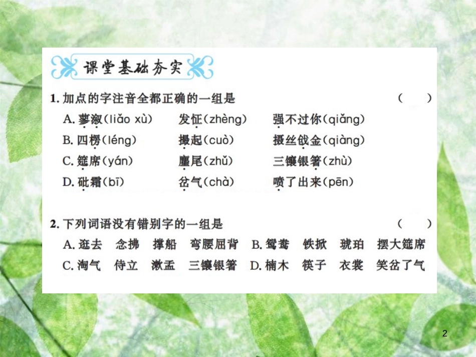 九年级语文上册 第六单元 24 刘姥姥进大观园习题优质课件 新人教版_第2页