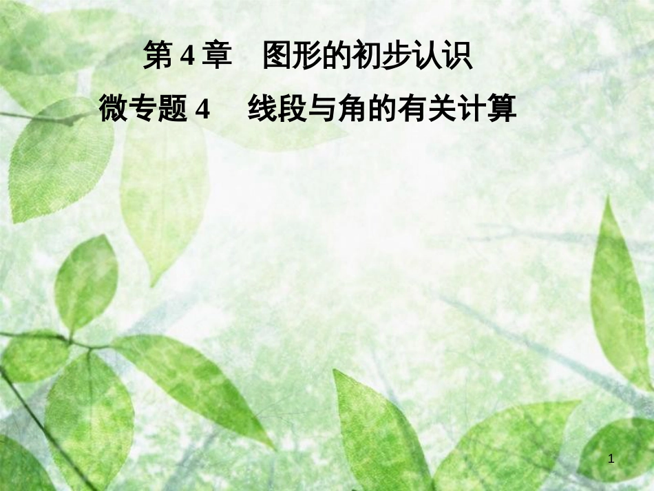 七年级数学上册 第4章《图形的初步认识》微专题4 线段与角的有关计算优质课件 （新版）华东师大版_第1页