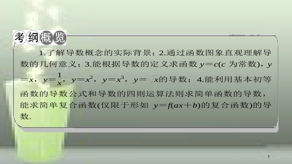 （课标通用）高考数学一轮复习 第三章 导数及其应用 第1节 变化率与导数导数的计算优质课件 理_第2页