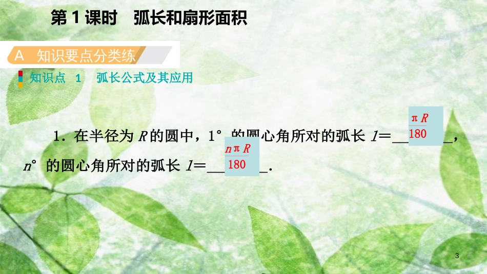 九年级数学上册 第24章 圆 24.4 弧长和扇形面积 24.4.1 弧长和扇形面积（作业本）优质课件 （新版）新人教版_第3页