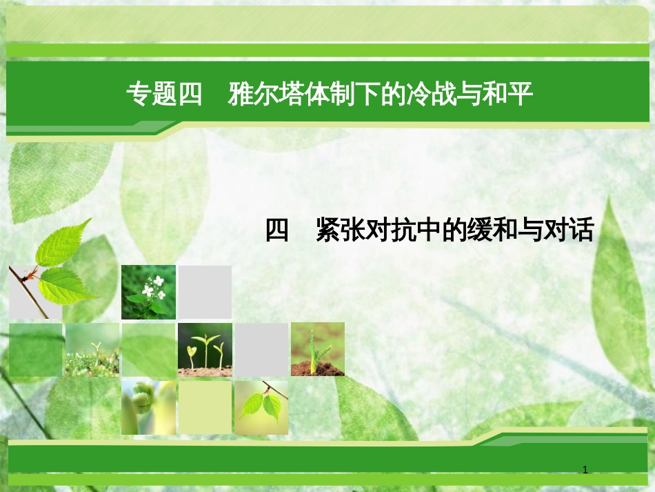 高中历史 专题4 雅尔塔体制下的冷战与和平 专题4.4 紧张对抗中的缓和与对话优质课件 人民版选修3_第1页
