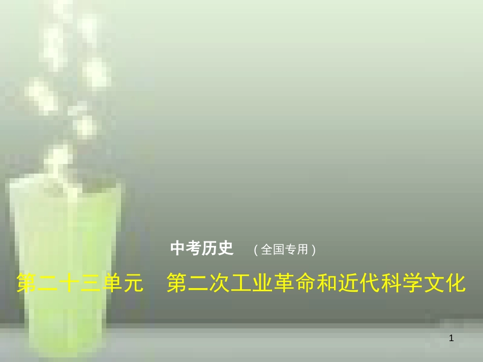 2019年中考历史一轮复习 第二十三单元 第二次工业革命和近代科学文化（试卷部分）优质课件_第1页