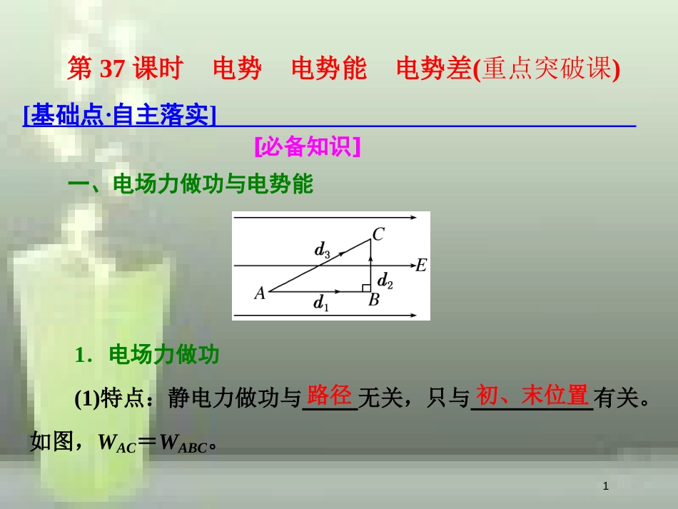 （新课标）高考物理总复习 第七章 静电场 第37课时 电势 电势能 电势差（重点突破课）优质课件_第1页