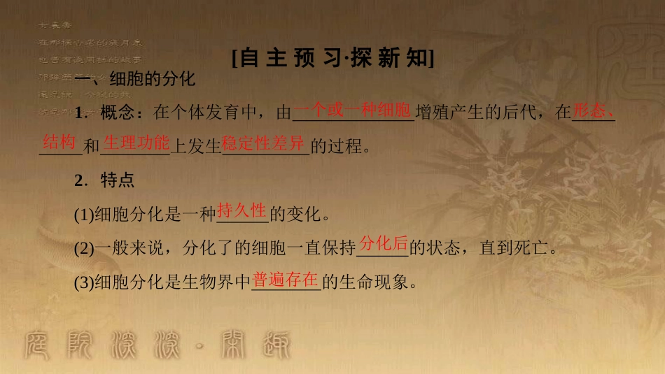 高中生物 第六章 细胞的生命历程 第2节 细胞的分化优质课件 新人教版必修1_第3页