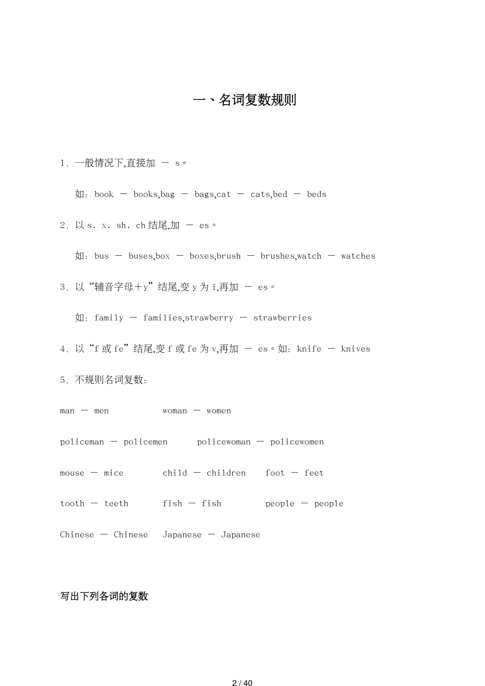PEP小学英语语法要点及习题精选_第2页