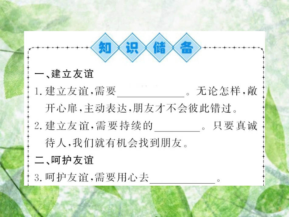 七年级道德与法治上册 第二单元 友谊的天空 第五课 交友的智慧 第一框 让友谊之树常青习题优质课件 新人教版_第2页