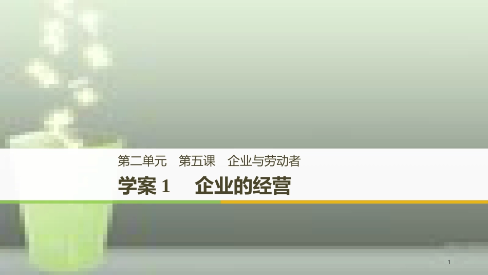 高中政治 第二单元 生产、劳动与经营 第五课 企业与劳动者 1 企业的经营优质课件 新人教版必修1_第1页