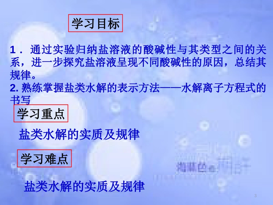 高中化学 第3章 物质在水溶液中的行为 3.2.2 盐类水解的实质与规律课件 鲁科版选修4_第3页