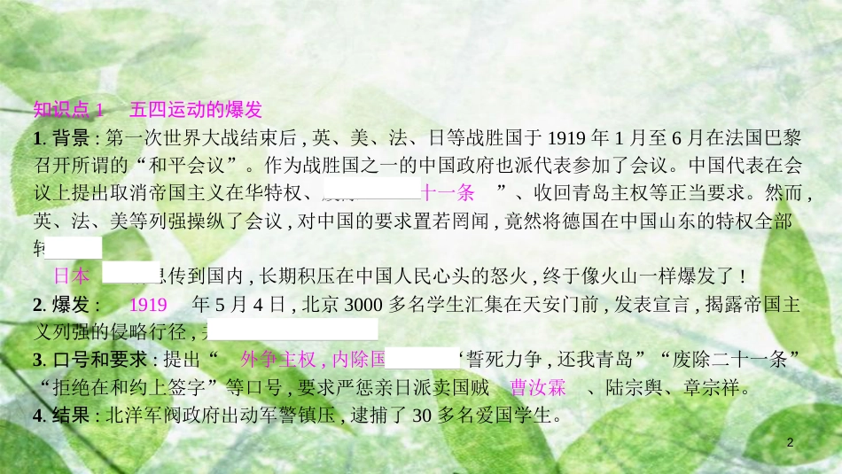八年级历史上册 第四单元 新时代的曙光 第13课 五四运动优质课件 新人教版[共14页]_第2页