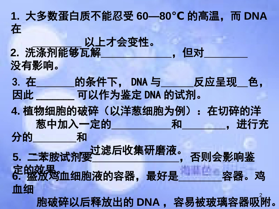 高中生物 专题五 DNA和蛋白质技术听写11课件 新人教版选修1_第2页