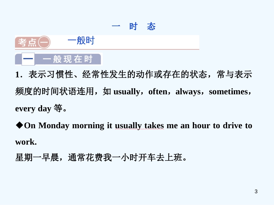 （江苏版）2019届高考英语一轮复习 第二部分 语法专项突破 第一讲 动词的时态和语态优质课件 牛津译林版_第3页