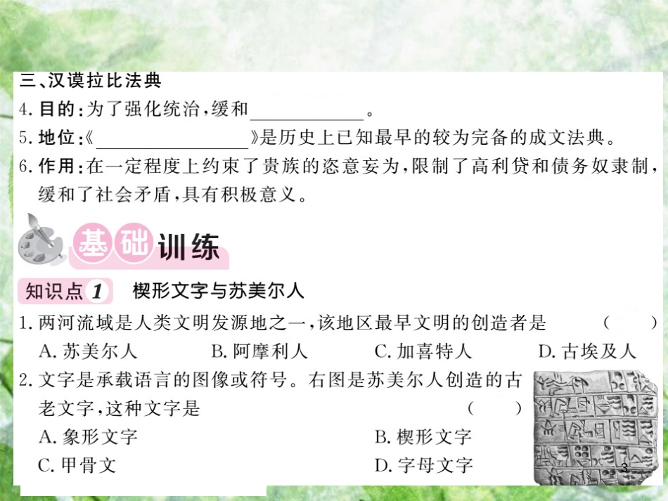 九年级历史上册 第一单元 上古亚非文明 第2课 古代两河流域优质课件 岳麓版_第3页