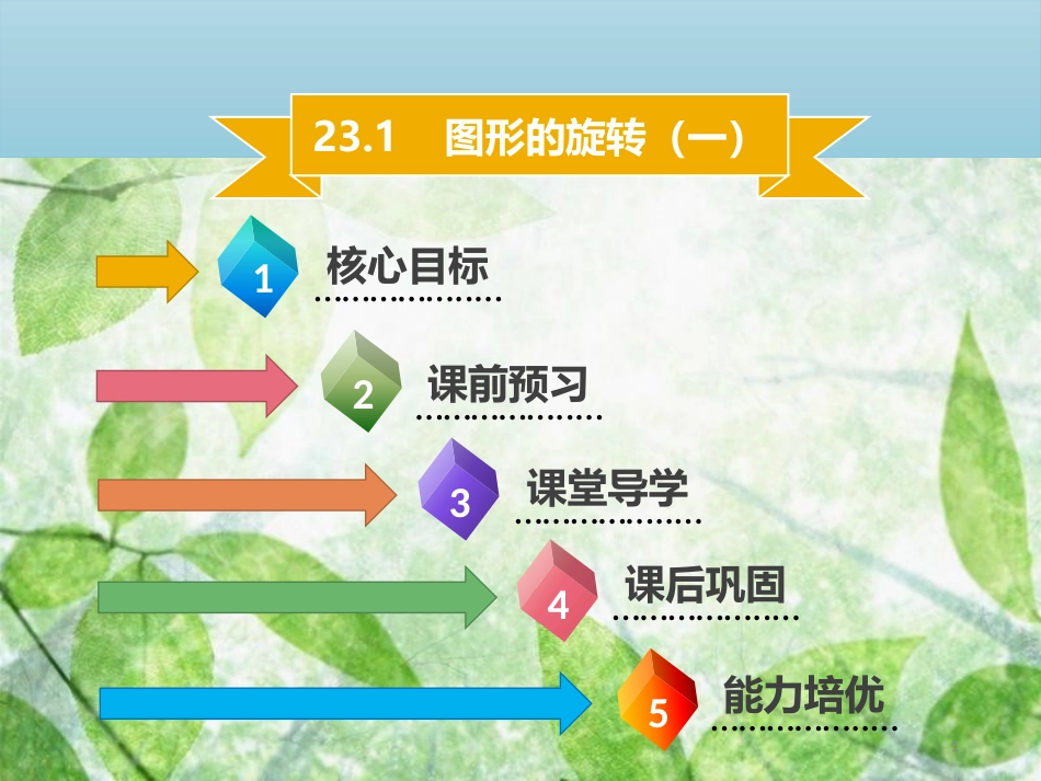 九年级数学上册 第二十三章 旋转 23.1 图形的旋转（一）导学优质课件 （新版）新人教版_第1页