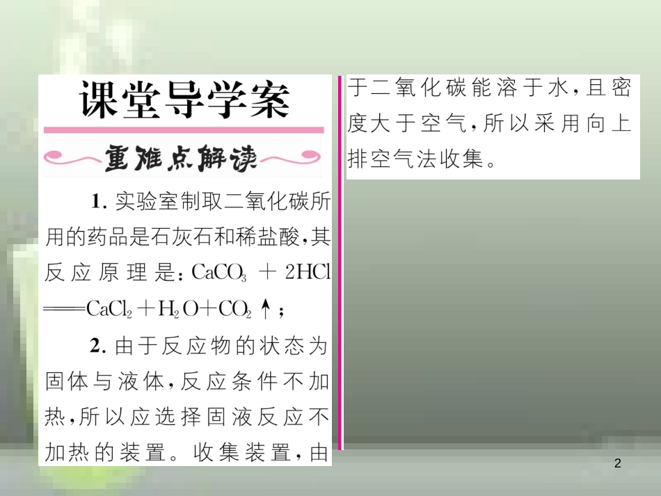 九年级化学上册 第6单元 碳和碳的氧化物 课题2 二氧化碳制取的研究习题优质课件 （新版）新人教版_第2页