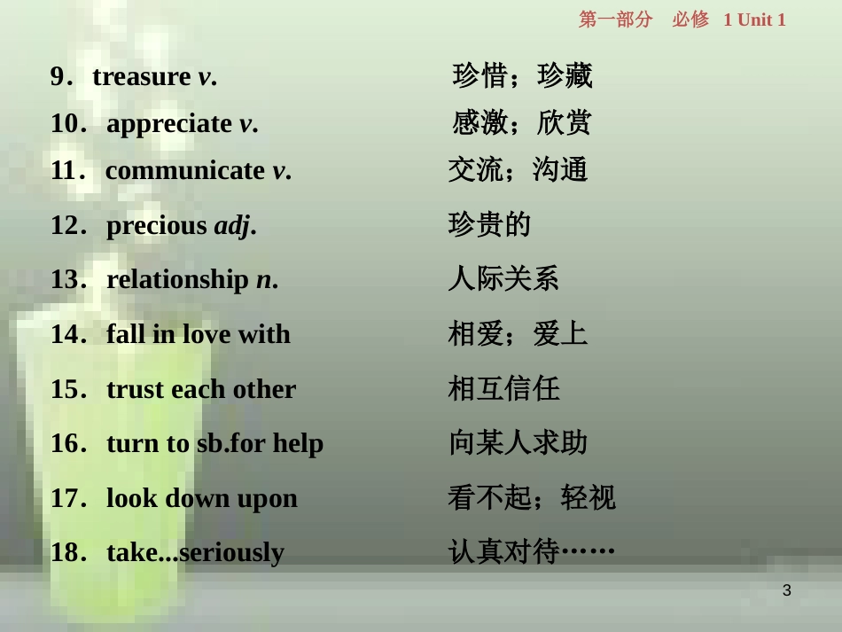 高考英语一轮复习 第一部分 基础考点聚焦 Unit 1 Friendship优质课件 新人教版必修1_第3页