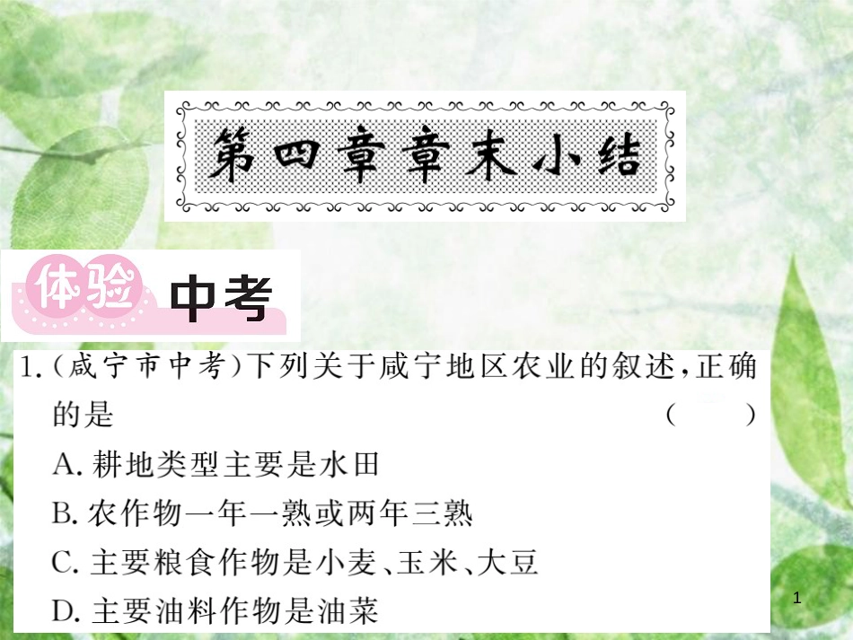 八年级地理上册 第4章 中国的经济发展章末小结习题优质课件 （新版）新人教版_第1页