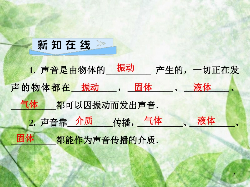八年级物理全册 第三章 第一节 科学探究：声音的产生与传播优质课件 （新版）沪科版_第2页