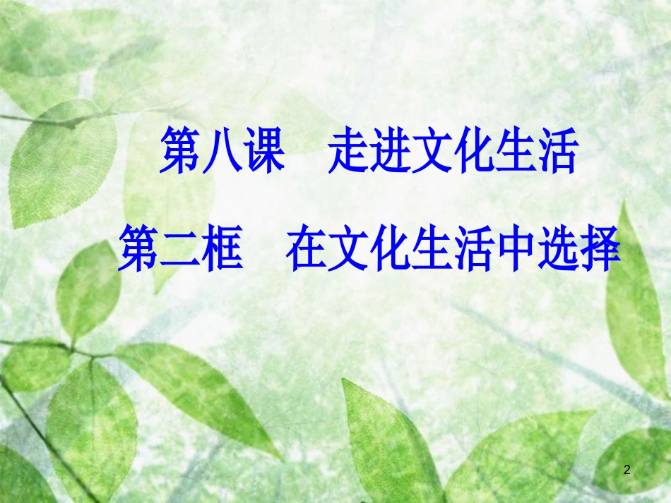 高中政治 第四单元 发展中国特色社会主义文化 第八课 第二框 在文化生活中选择优质课件 新人教版必修3_第2页