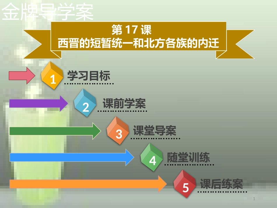 七年级历史上册 第四单元 三国两晋南北朝时期：政权分立与民族交融 第17课 西晋的短暂统一和北方各族的内迁同步优质课件（含新题） 新人教版_第1页