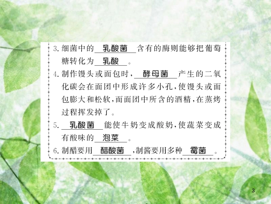 八年级生物上册 第五单元 第4章 第5节 人类对细菌和真菌的利用习题优质课件1 （新版）新人教版_第3页