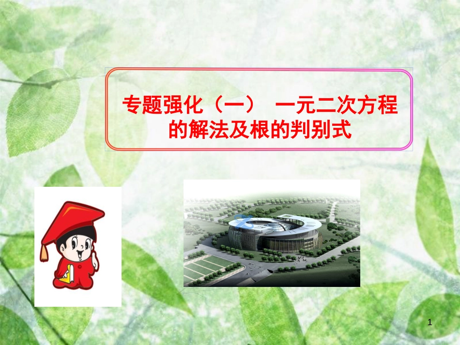 九年级数学上册 第二十一章 一元二次方程 专题强化（一）一元二次方程的解法及根的判别式习题优质课件 （新版）新人教版_第1页