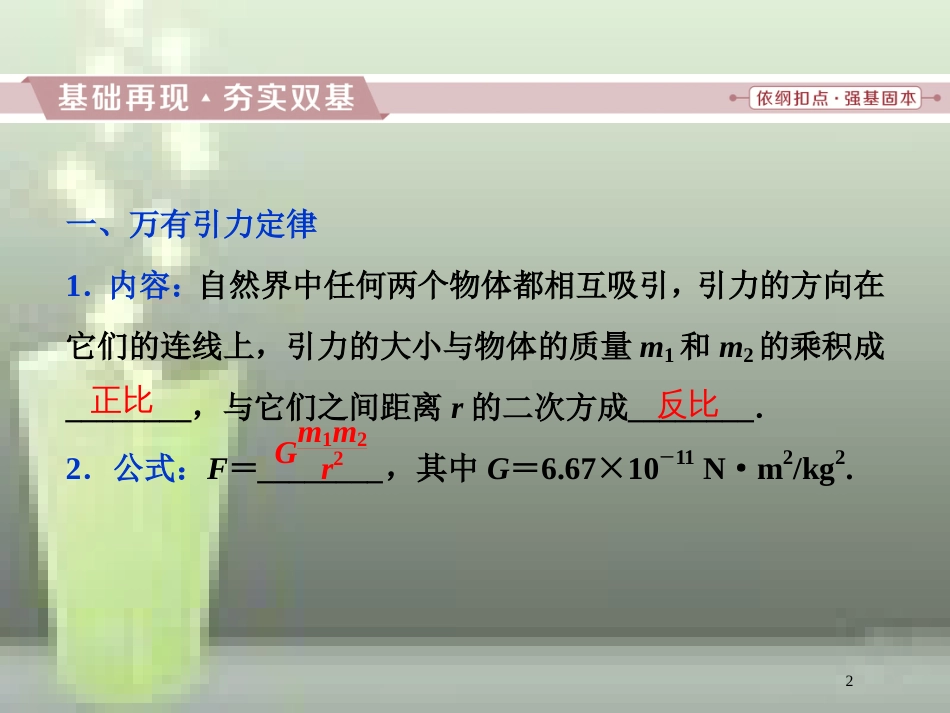 （新课标）高考物理一轮复习 第四章 曲线运动万有引力与航天 第四节 万有引力与航天优质课件_第2页