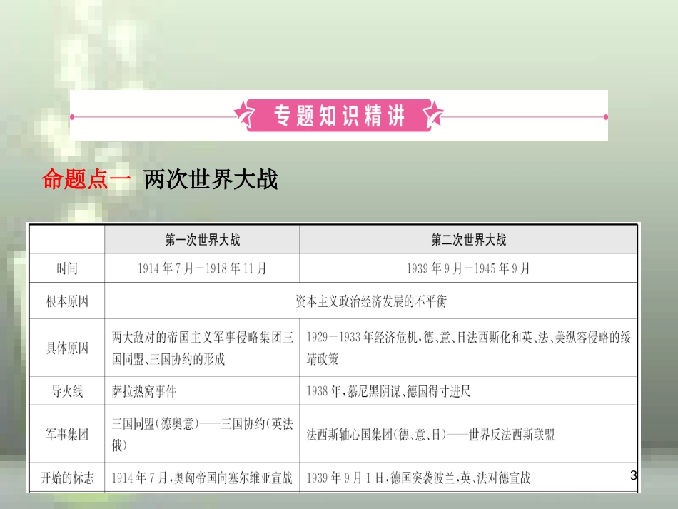 （淄博专版）2019届中考历史复习 专题六 两次世界大战与世界政治格局的演变优质课件_第3页