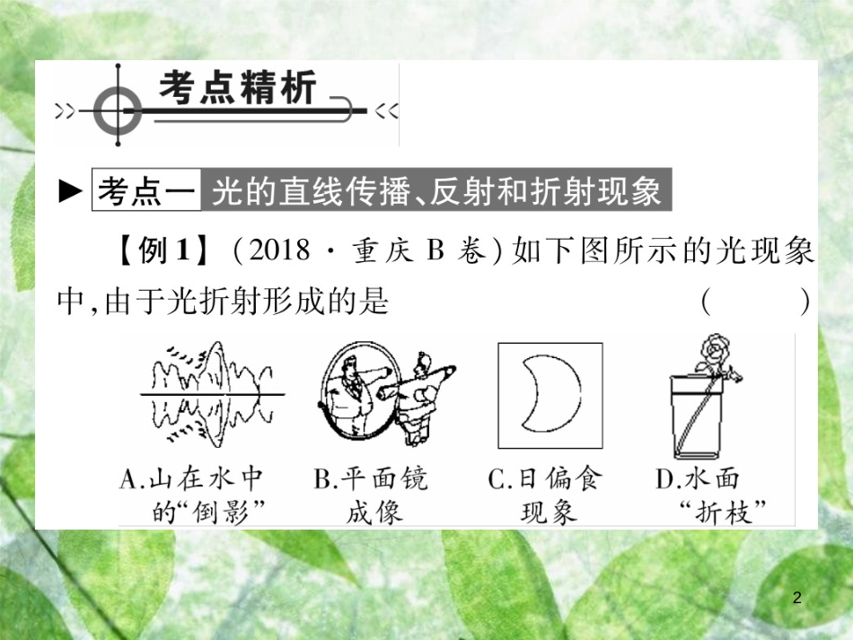 八年级物理上册 第四章 在光的世界里章末整理与复习习题优质课件 （新版）教科版_第2页