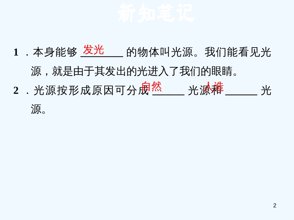 （安徽专版）2018年八年级物理上册 3.1 光世界巡行习题优质课件 （新版）粤教沪版_第2页