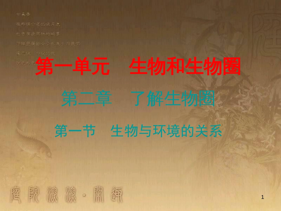 七年级生物上册 第一单元 第二章 第一节 生物与环境的关系优质课件 （新版）新人教版_第1页