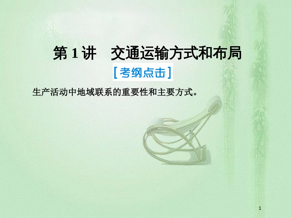 高考地理一轮复习 第二部分 人文地理 第十章 交通运输布局及其影响 1 交通运输方式和布局优质课件 新人教版_第1页