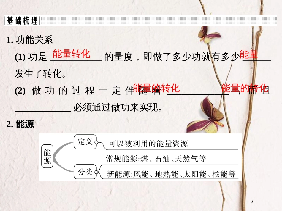 （浙江专版）高考物理大一轮复习 第五章 机械能守恒定律 第4课时 能量守恒定律与能源课件_第2页