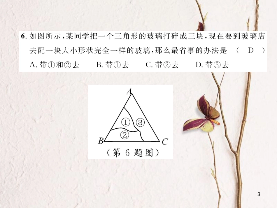（毕节专版）七年级数学下册 第4章 三角形达标测试卷作业课件 （新版）北师大版_第3页