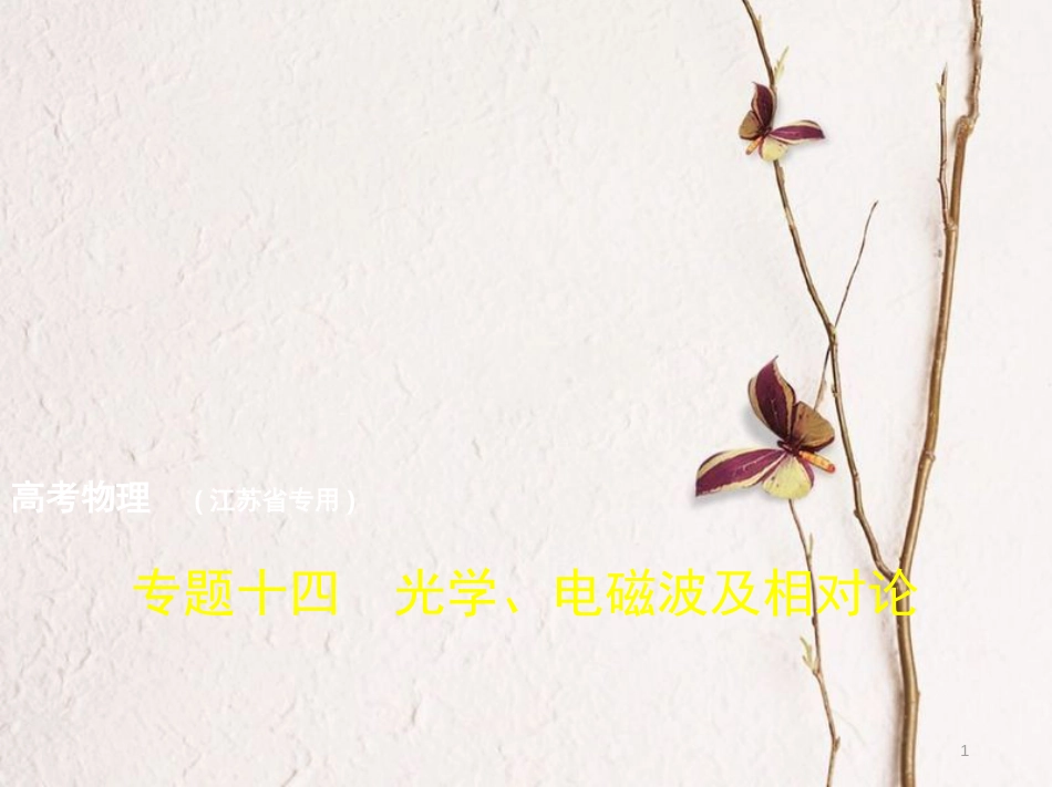 （江苏专用）高考物理总复习 专题十四 光学、电磁波及相对论课件_第1页