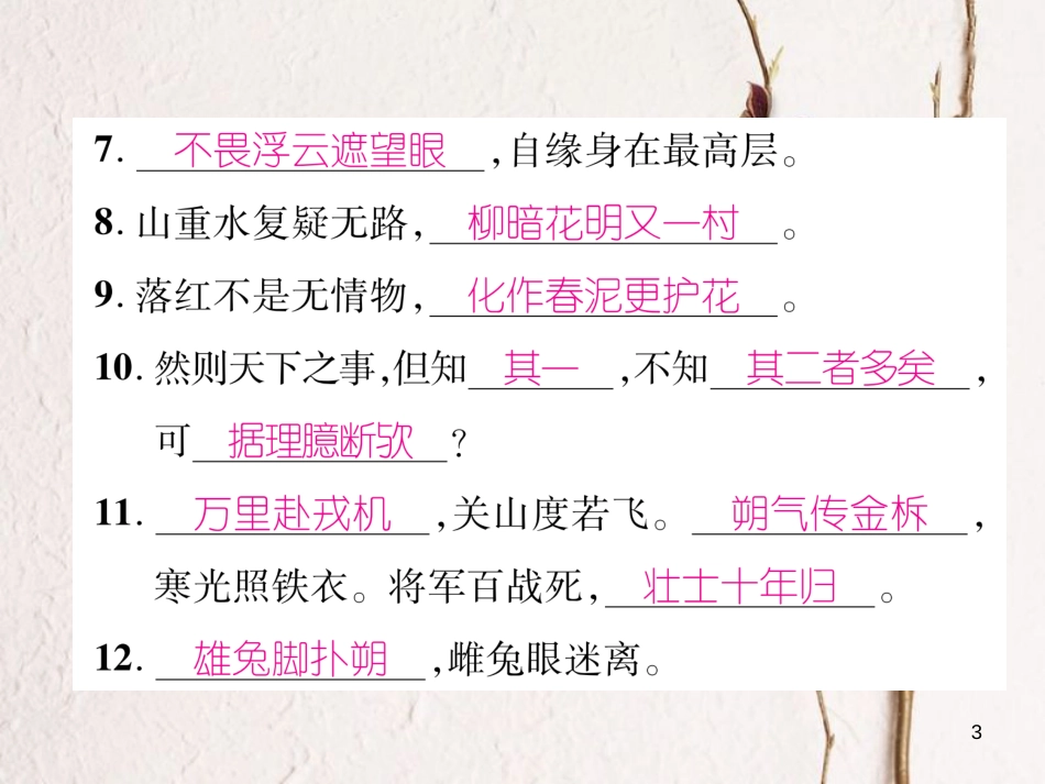 （毕节专版）七年级语文下册 专题5 古诗文默写课件 新人教版_第3页