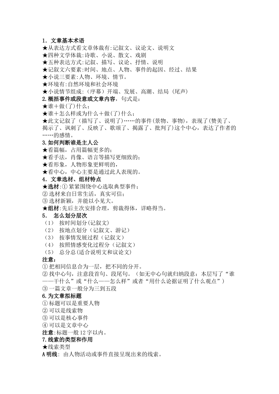 初中语文现代文阅读35种题型汇总_第1页