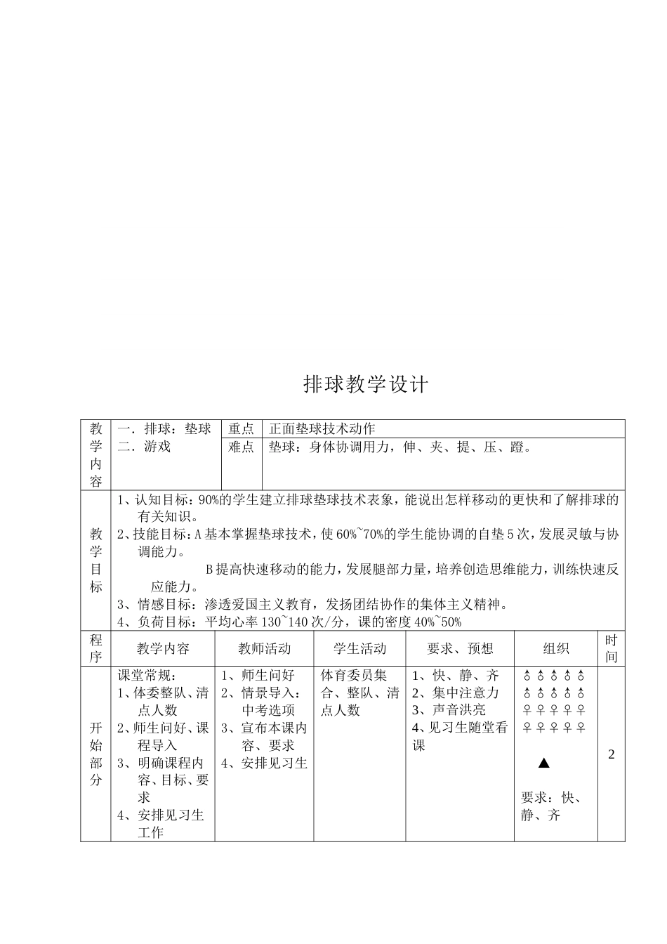 体育排球垫球教学设计_第3页