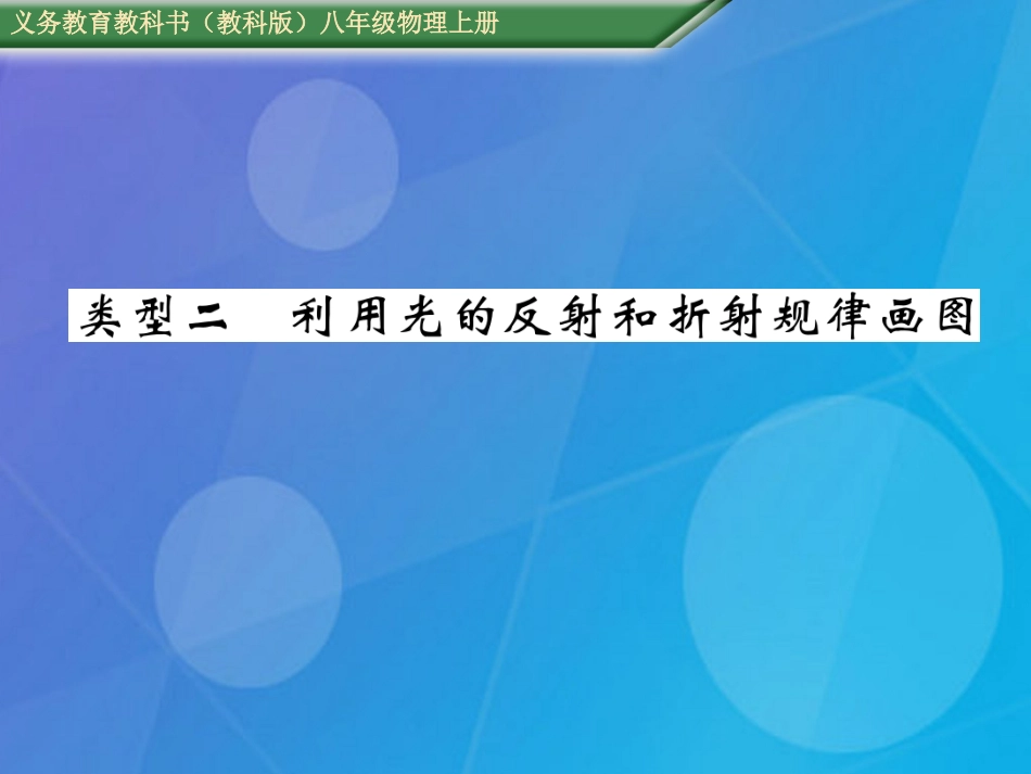 八年级物理上册 第4章 在光的世界里 重难点突破方法技巧 类型2 利用光的反射和折射规律画图课件 （新版）教科版_第1页