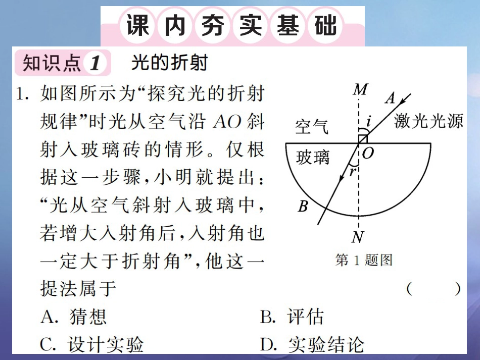 八年级物理上册 第四章 光现象 第4节 光的折射习题课件 （新版）新人教版_第3页