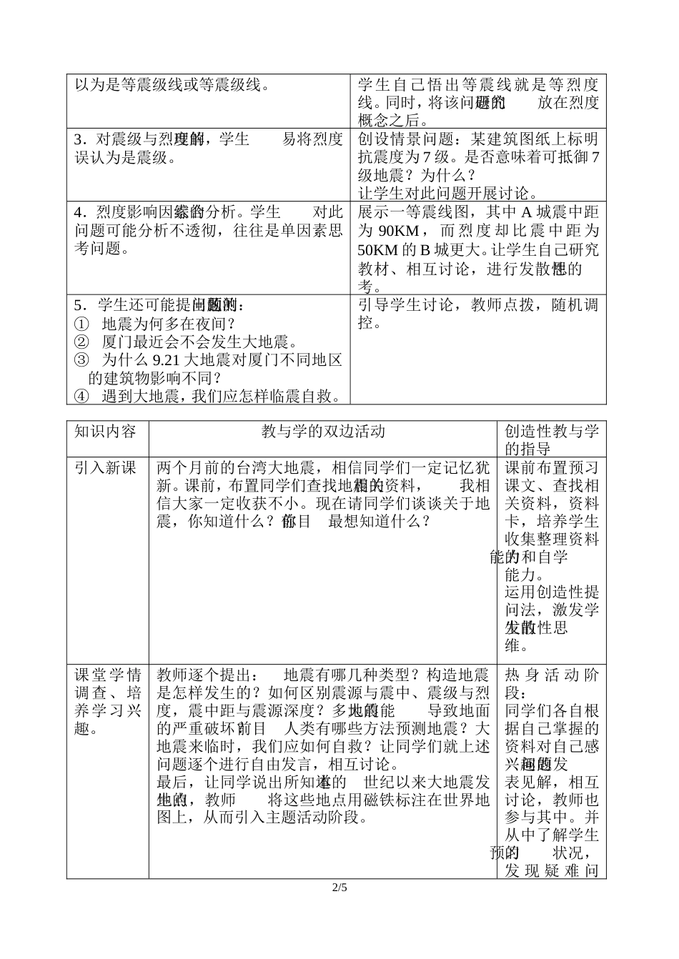 厦门六中创造性教学研究课教案（地震）[共5页]_第2页