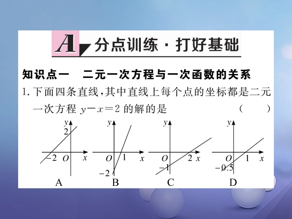 八级数学上册 5.6 二元一次方程与一次函数习题课件 （新版）北师大版_第1页