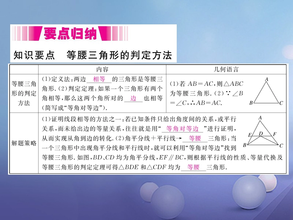 八级数学上册 3.3. 第课时 等腰三角形的判定（小册子）课件 （新版）新人教版_第2页