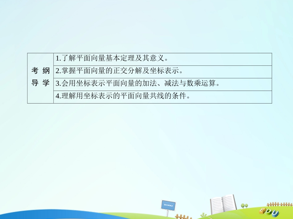 届高三数学一轮总复习 第四章 平面向量、数系的扩充与复数的引入 4.2 平面向量基本定理及坐标表示课件_第3页