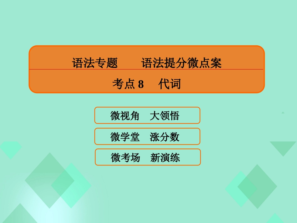 届高三英语一轮复习 语法提分微点案 考点8 代词课件_第1页