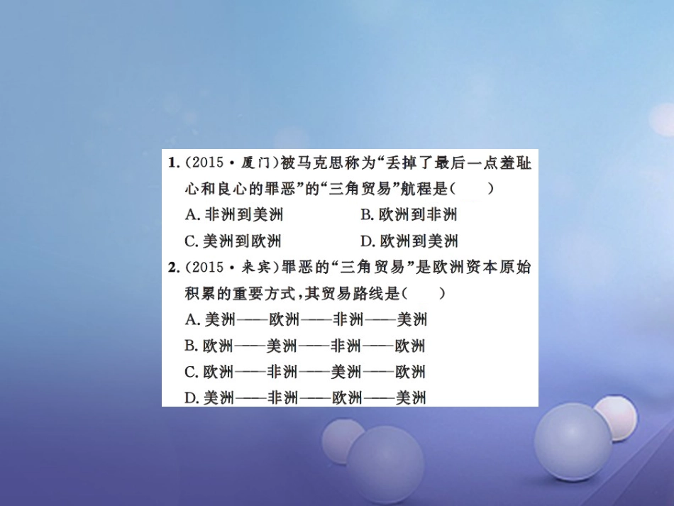 中考历史总复习 模块五 世界近代史 第二单元 殖民扩张与殖民地人民的抗争课时提升课件_第2页